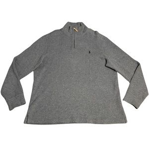 Polo Ralph Lauren Sweater Men's Size Large Gray Solid 1/4 Zip Pullover Cotton